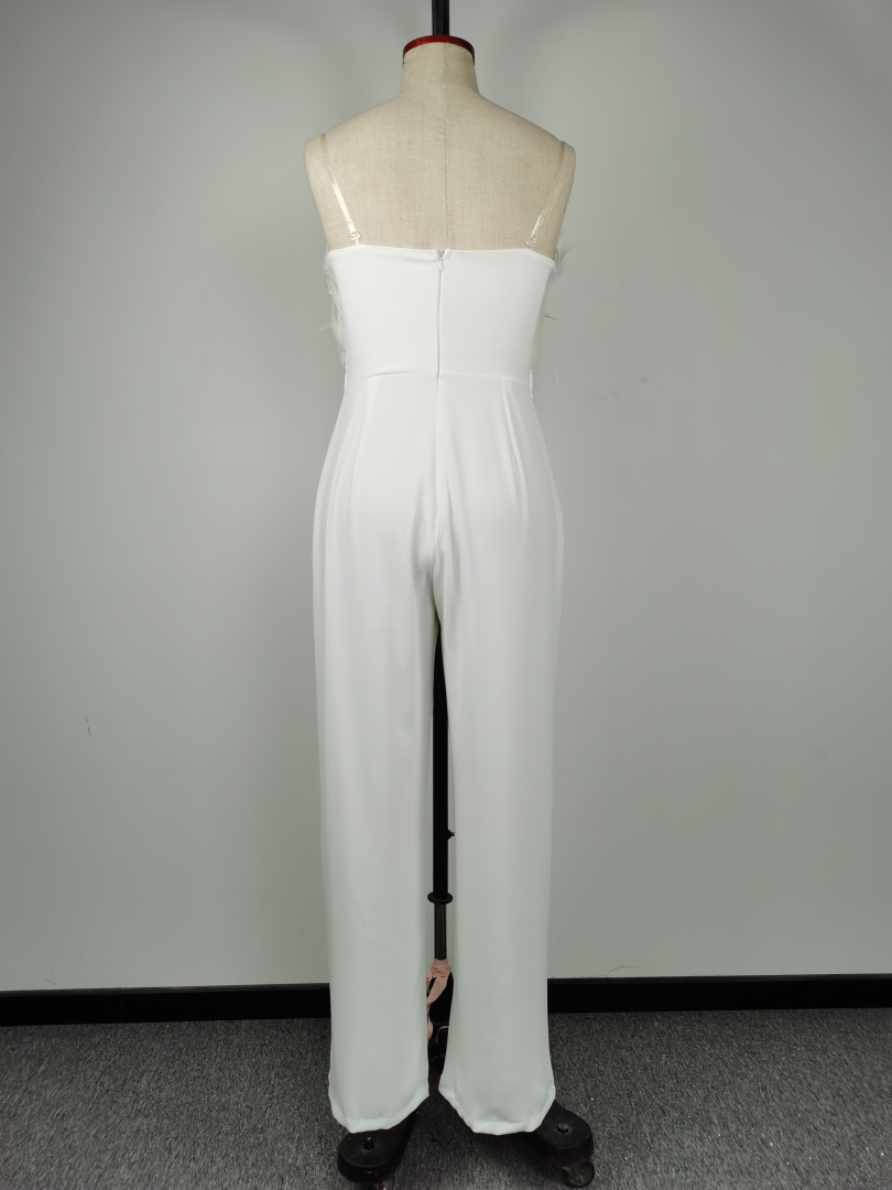Feather Tube Top Sexy Jumpsuit