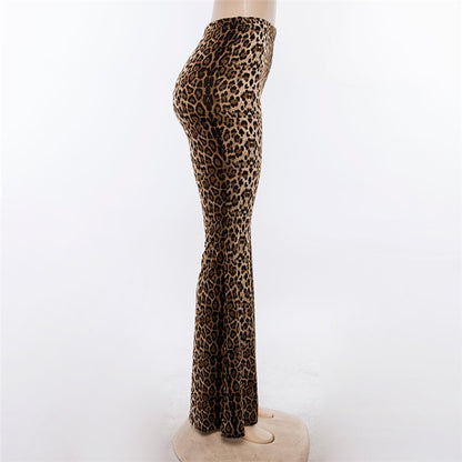 High Waist Leopard Print Flare Pants