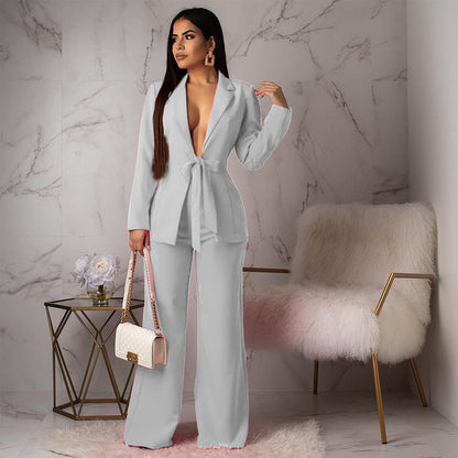 Waist-Controlled Lace-up Leisure Two-Piece Suit