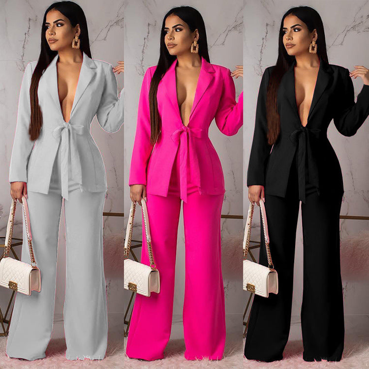 Waist-Controlled Lace-up Leisure Two-Piece Suit