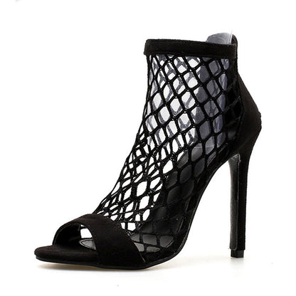 Gina Mesh Peep Toe High Heels