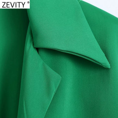 Turn Down Collar Knotted Green Smock Blouse
