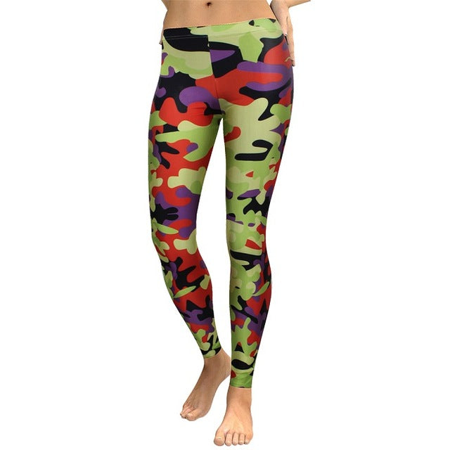 Women Camouflage Digital Print Fitness Leggings