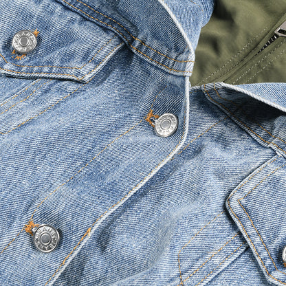 Washed Denim Stitching Stand-Collar Jacket