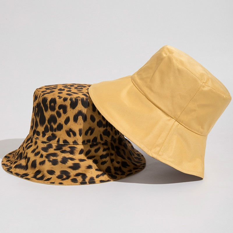 Reversible Leopard Black Bucket Hat
