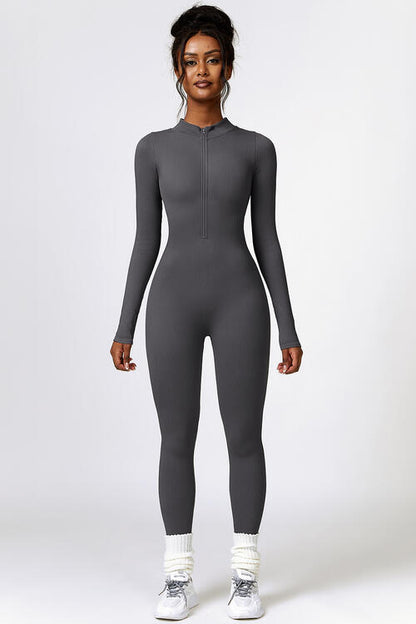 Half Zip Long Sleeve Active Jumpsuit