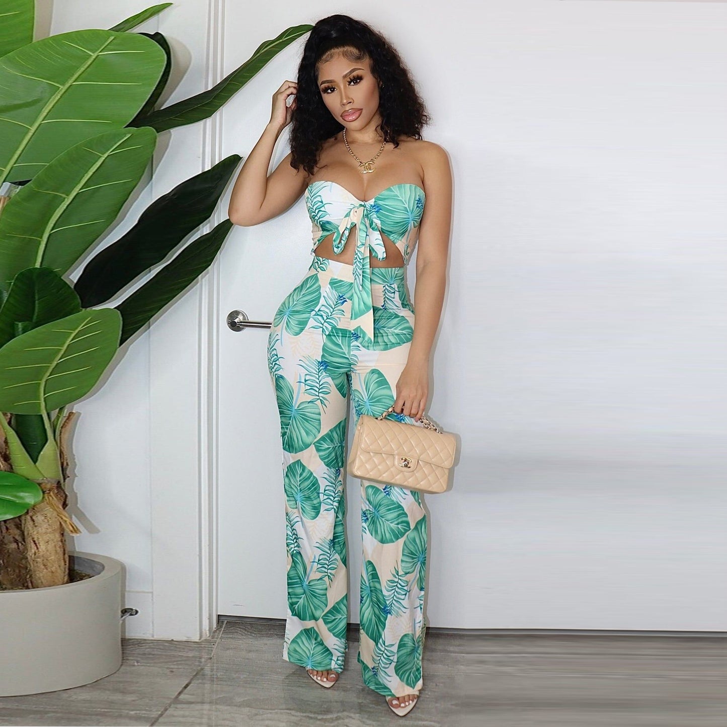 Printed Chest Wrapped Jumpsuit