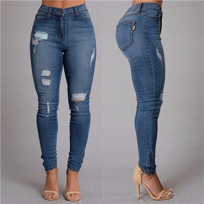 Button Ripped Boyfriend Jeans