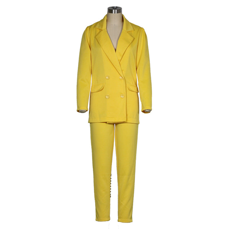 Long Sleeved Suit Solid Color Two Piece Suit
