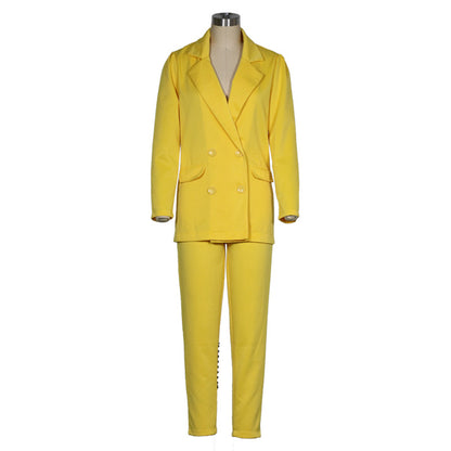 Long Sleeved Suit Solid Color Two Piece Suit