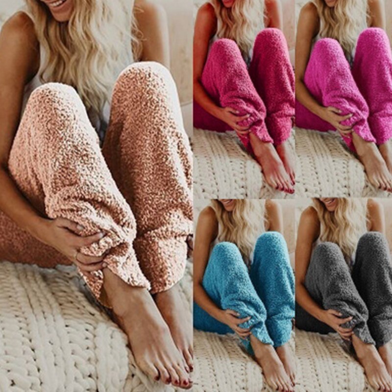 Solid Color Plush Loose fit Casual Pants