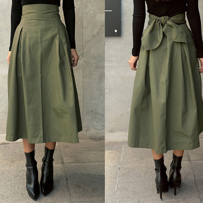 High Waist Bow Swing Skirt