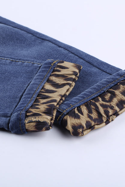 Leopard Patchwork Distressed Jeans