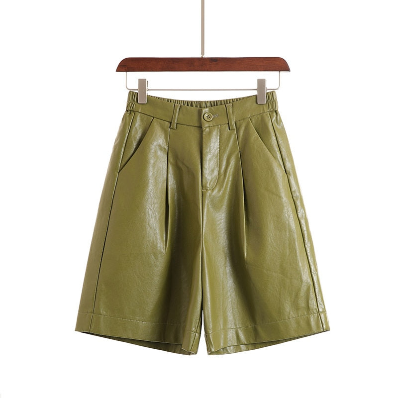 PU Leather Bermuda Shorts