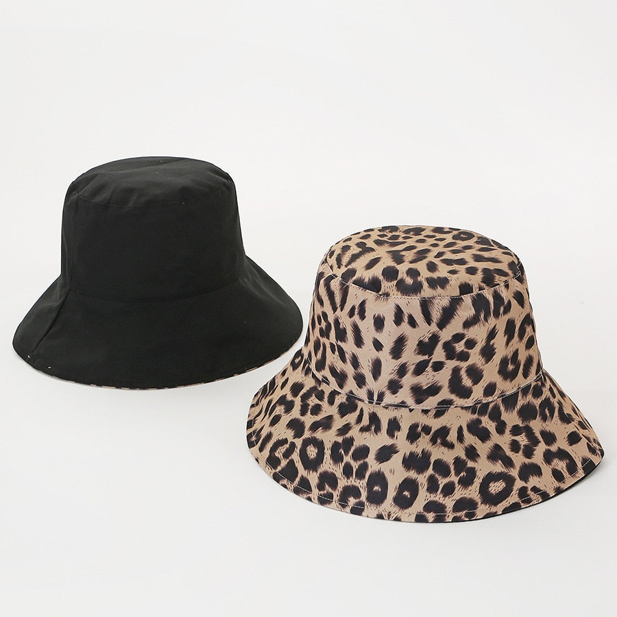 Reversible Leopard Black Bucket Hat