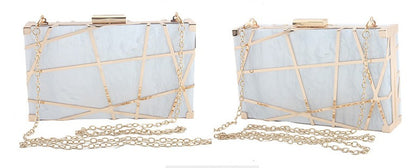 Acrylic Hollow Metal Small Square Clutch Bag