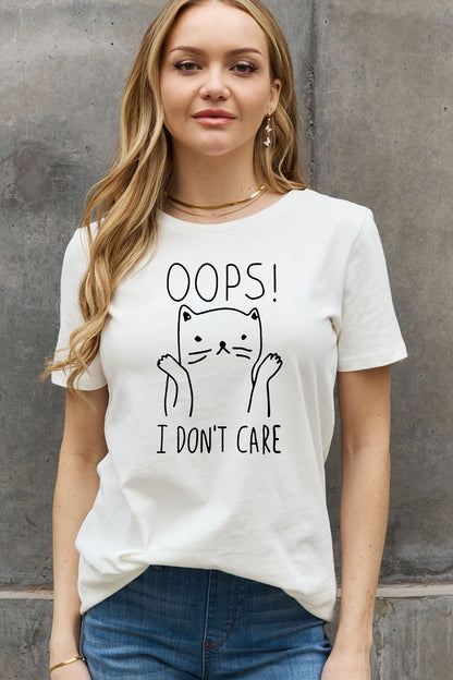 Simply Love Full Size OOPS I DON’T CARE Graphic Cotton Tee