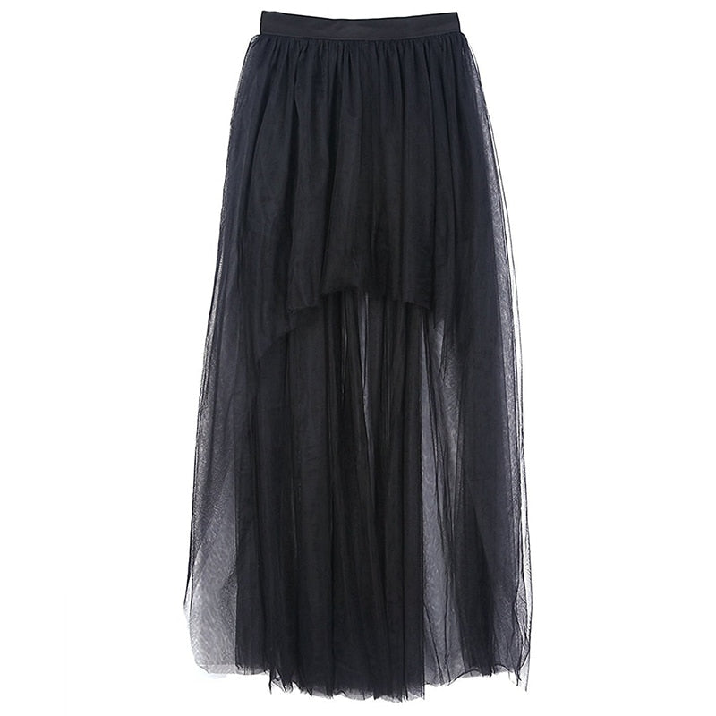High Waist Floor-Length Skirt Women Irregular Mesh Tutu Skirt