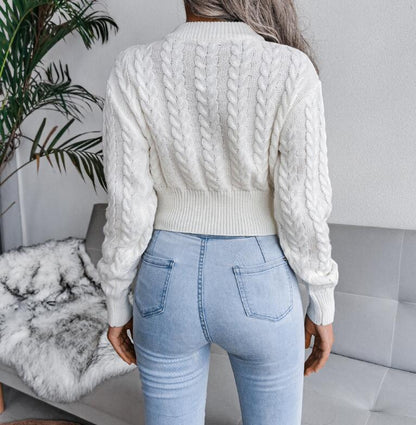 Vintage Solid Twist Cropped Sweater