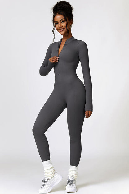 Half Zip Long Sleeve Active Jumpsuit