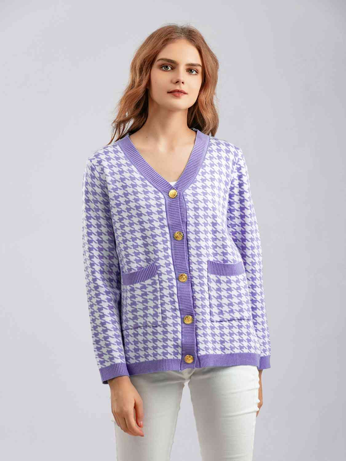 Houndstooth Button Down Cardigan