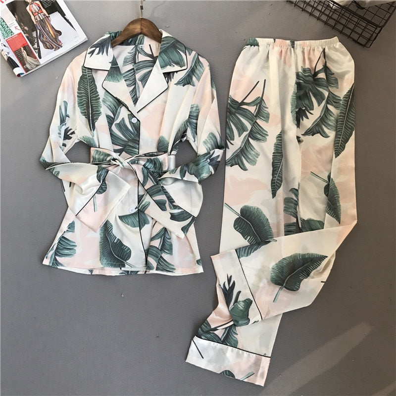 Spring Printing Pattern Women Pajama Set