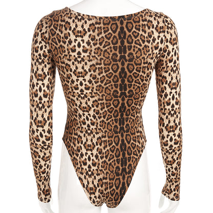 Bodycon Leopard Long Sleeve Bodysuit