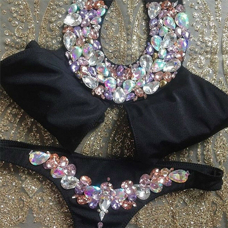 Women Rhinestone Crystal Bikini Set