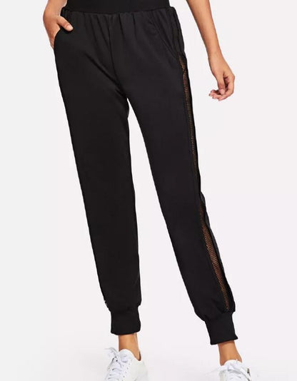 Mesh Webbing Trousers Sports Casual Color Pants