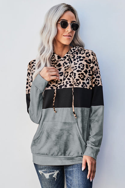Leopard Color Block Hoodie