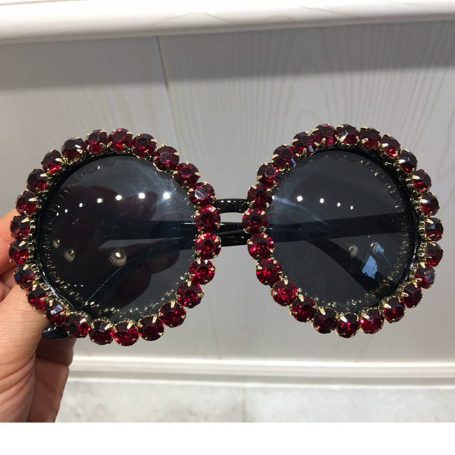 Oversize Vintage Rhinestones Sunglasses