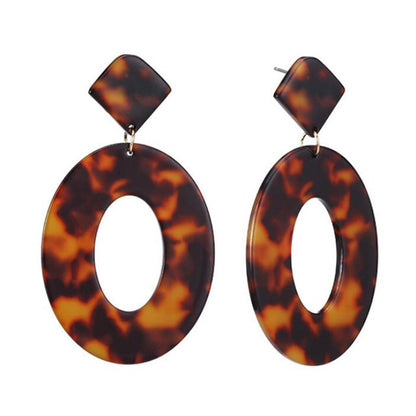 Tortoise Color Acrylic Geometric Earrings