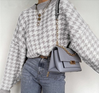 Geometric Houndstooth Pullover