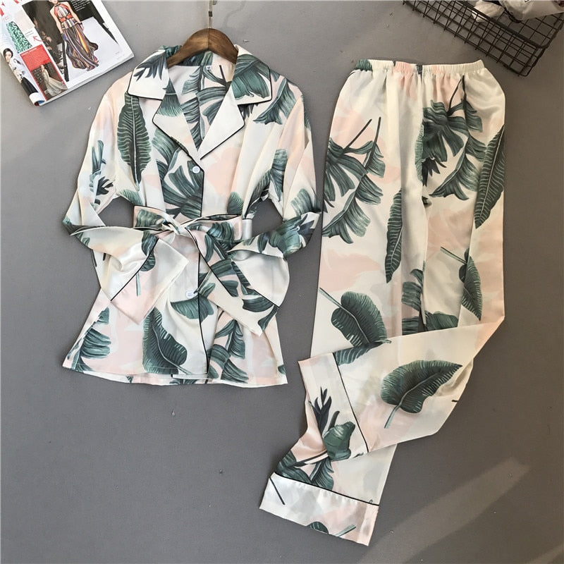 Spring Printing Pattern Women Pajama Set
