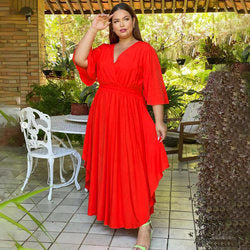 Casual Dress Bell Sleeve V-neck Swing Dress