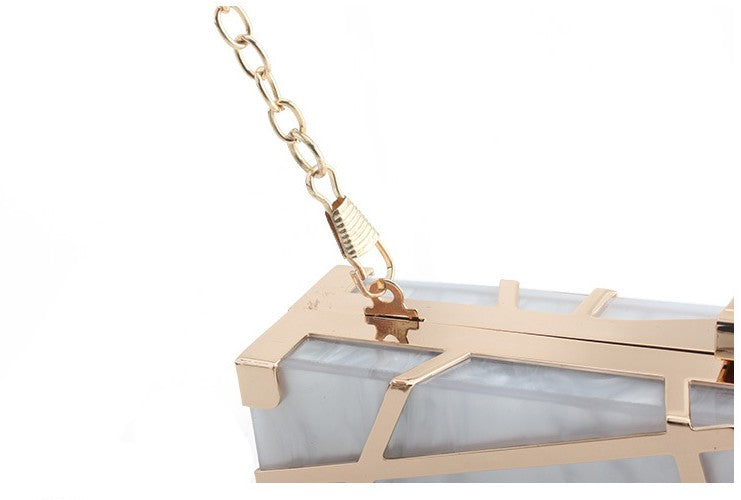 Acrylic Hollow Metal Small Square Clutch Bag by Langdi Letode: A Fusion of Elegance and Modernity