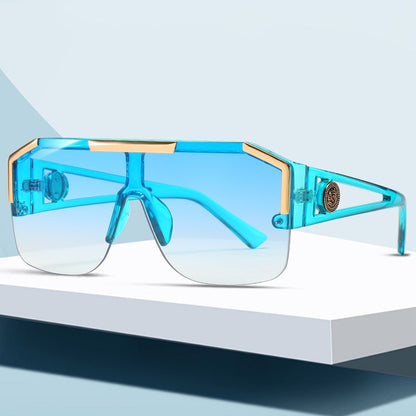 Dorian Oversized Vintage Semi-Rimless Sun Glasses UV400