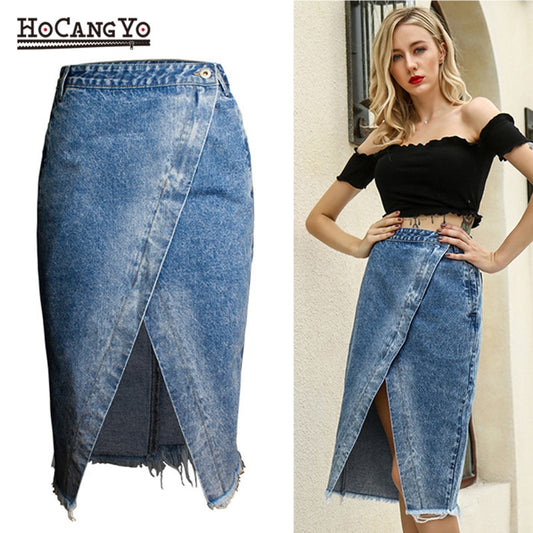 High Waist Midi Denim Skirt