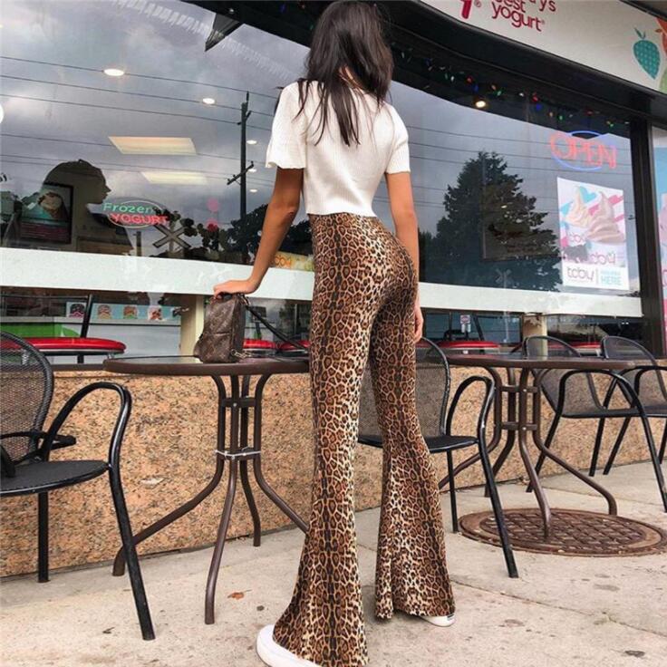 High Waist Leopard Print Flare Pants