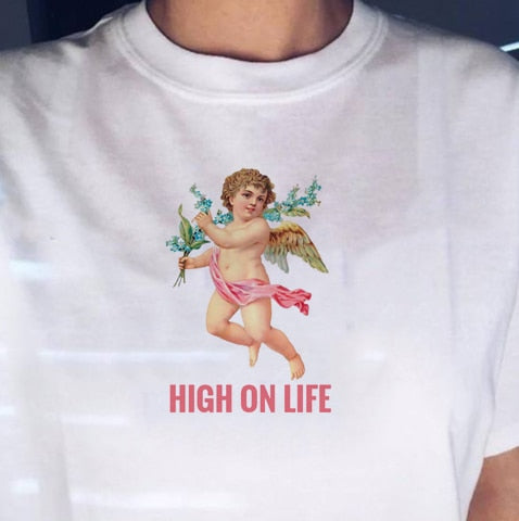 HIGH ON LIFE Angel T-shirt  Graphic Tee