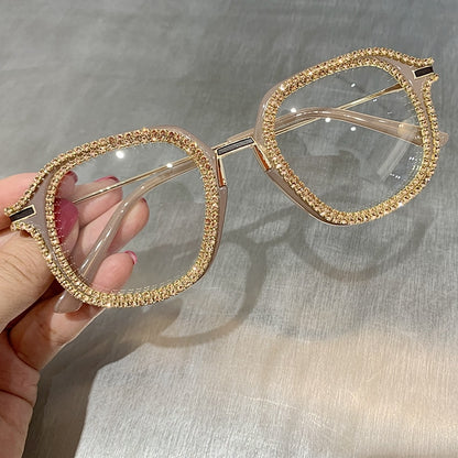 Vintage Clear Lens Luxury Rhinestone Eyeglasses