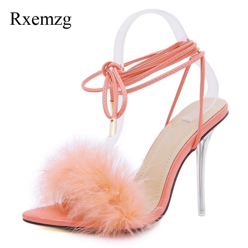 Pointed Toe Feather High Heels