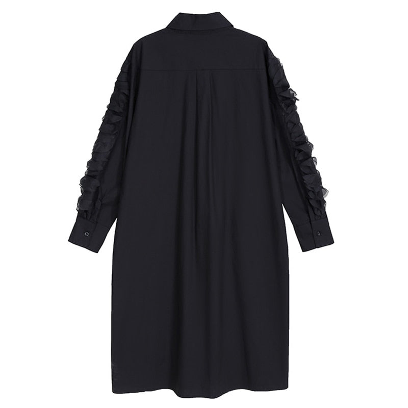 Black One Size Long Sleeve Midi Dress