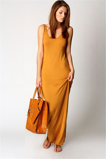 Sleeveless High Stretch Tank Slim Maxi Dress