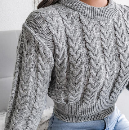 Vintage Solid Twist Cropped Sweater