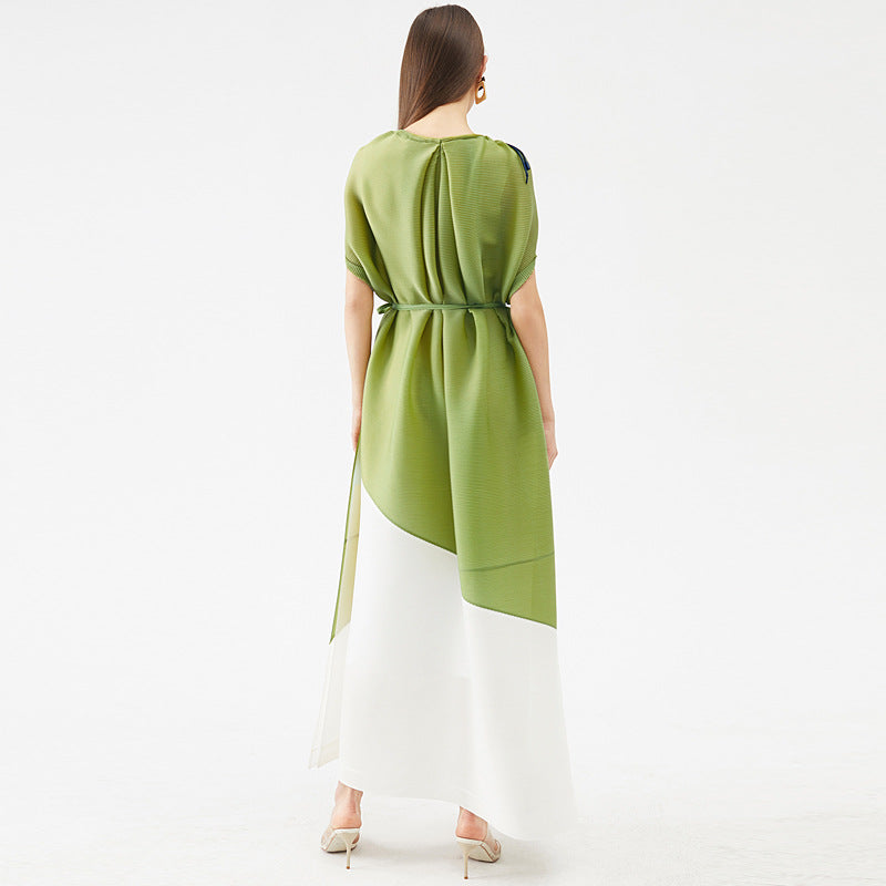 Miyake Contrast Color Stitching Dress