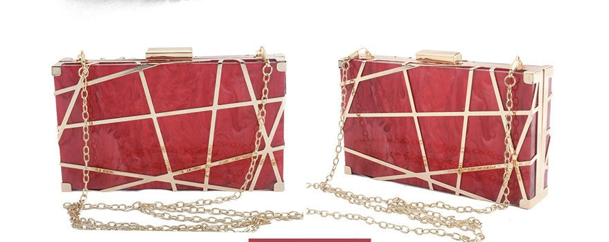Acrylic Hollow Metal Small Square Clutch Bag
