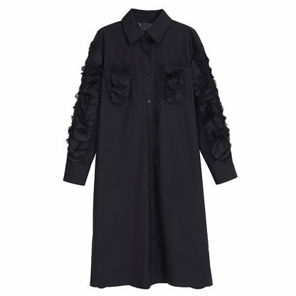 Black One Size Long Sleeve Midi Dress