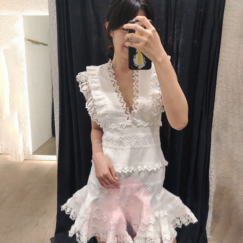 Elegant Patchwork Lace Dress