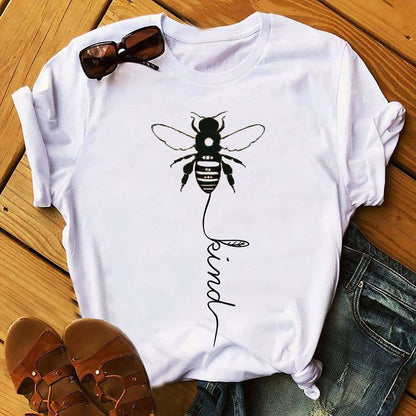 Bee Kind Print Women Short Sleeve